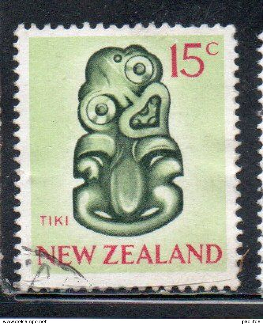 NEW ZEALAND NUOVA ZELANDA 1967 1970 1968 TIKI 15c USED USATO OBLITERE' - Gebruikt