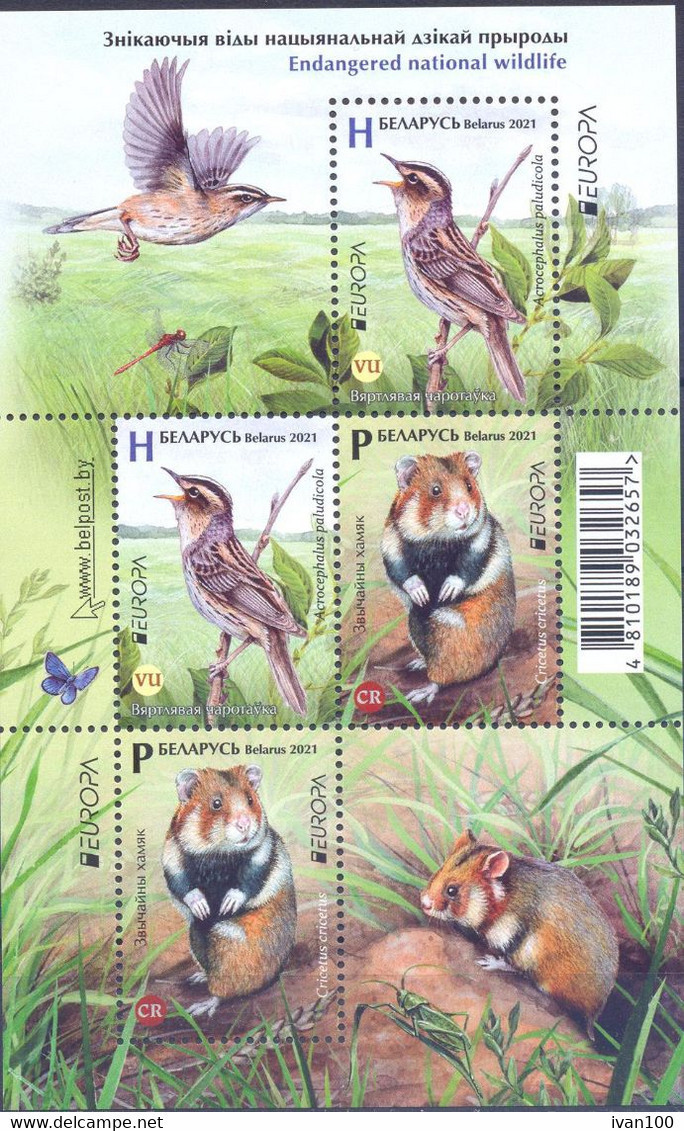 2021. Belarus, Europa 2021, Endangered National Wildlife,  S/s, Mint/** - Bielorrusia