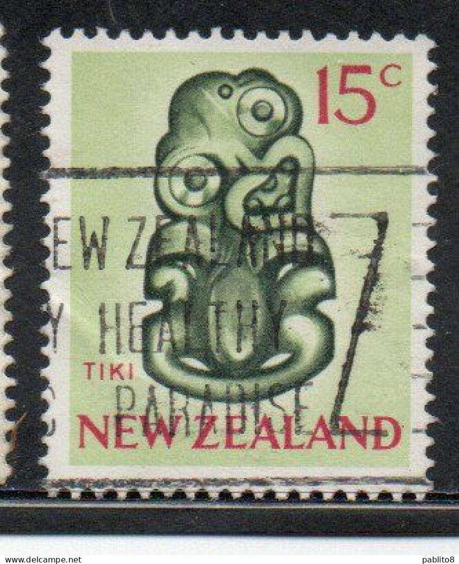 NEW ZEALAND NUOVA ZELANDA 1967 1970 1968 TIKI 15c USED USATO OBLITERE' - Gebruikt