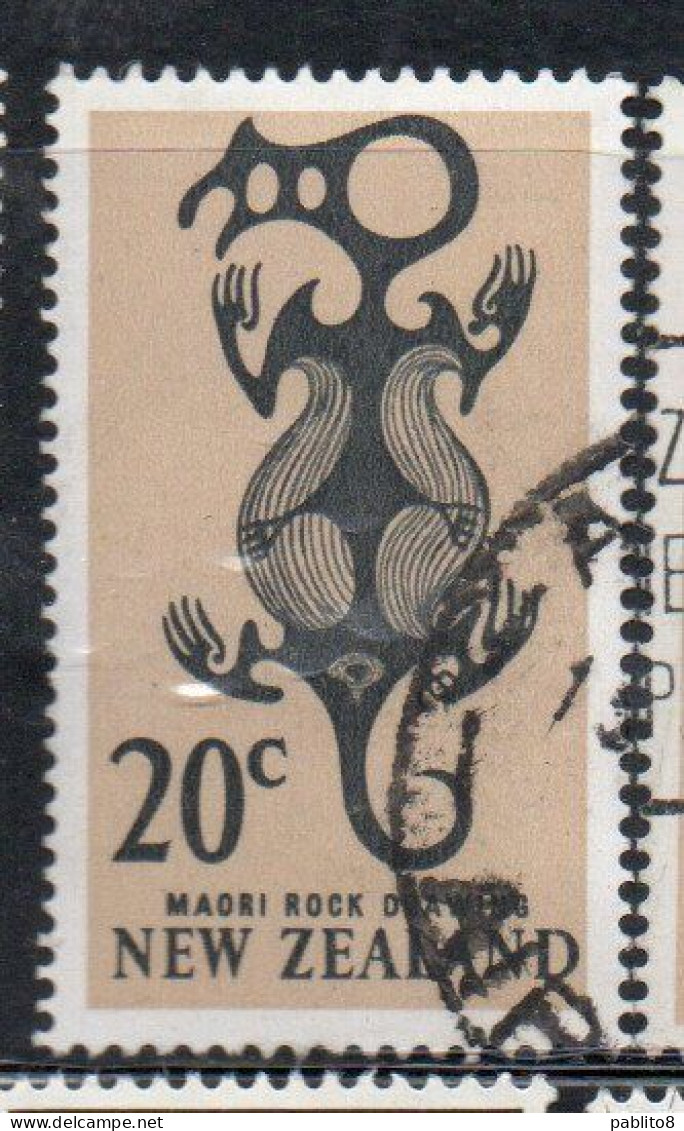 NEW ZEALAND NUOVA ZELANDA 1967 1970 MAORI ROCK DROWING 20c USED USATO OBLITERE' - Oblitérés
