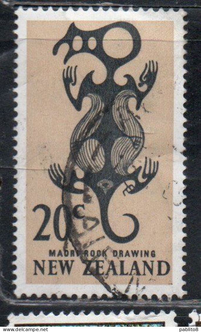 NEW ZEALAND NUOVA ZELANDA 1967 1970 MAORI ROCK DROWING 20c USED USATO OBLITERE' - Oblitérés