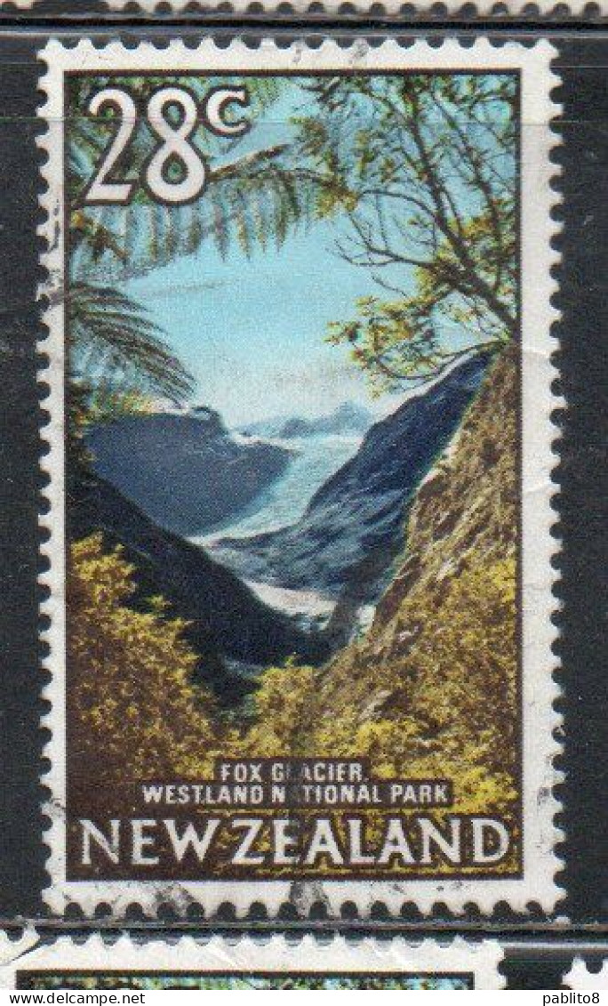 NEW ZEALAND NUOVA ZELANDA 1967 1970 1968 FOX GLACIER WESTLAND NATIONAL PARK 28c USED USATO OBLITERE' - Used Stamps