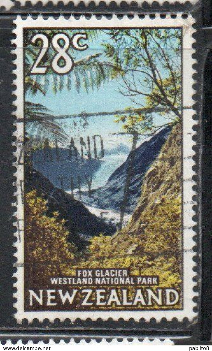 NEW ZEALAND NUOVA ZELANDA 1967 1970 1968 FOX GLACIER WESTLAND NATIONAL PARK 28c USED USATO OBLITERE' - Used Stamps