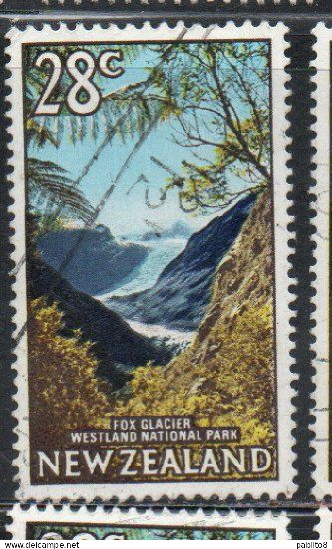 NEW ZEALAND NUOVA ZELANDA 1967 1970 1968 FOX GLACIER WESTLAND NATIONAL PARK 28c USED USATO OBLITERE' - Oblitérés