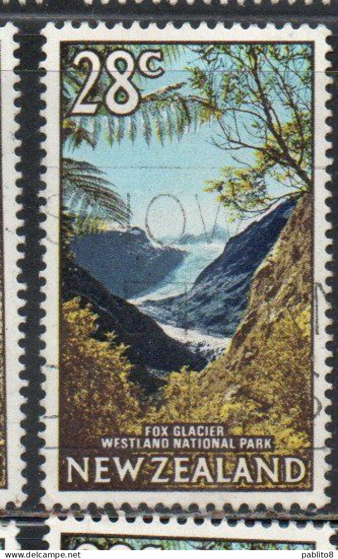 NEW ZEALAND NUOVA ZELANDA 1967 1970 1968 FOX GLACIER WESTLAND NATIONAL PARK 28c USED USATO OBLITERE' - Gebraucht