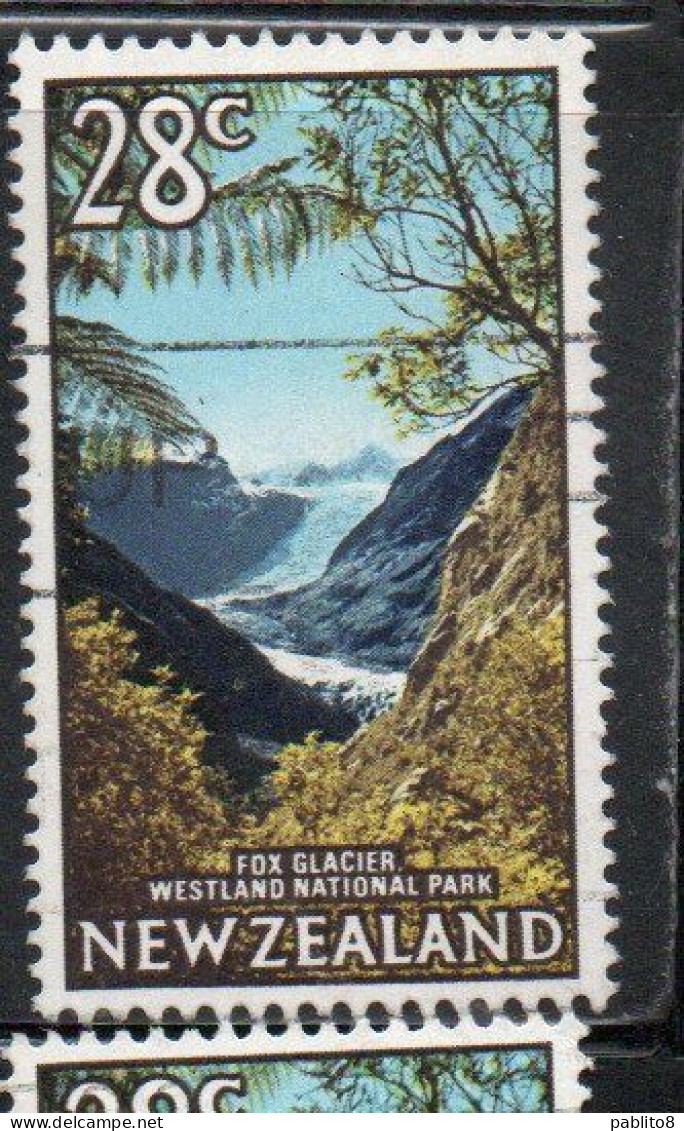 NEW ZEALAND NUOVA ZELANDA 1967 1970 1968 FOX GLACIER WESTLAND NATIONAL PARK 28c USED USATO OBLITERE' - Gebraucht