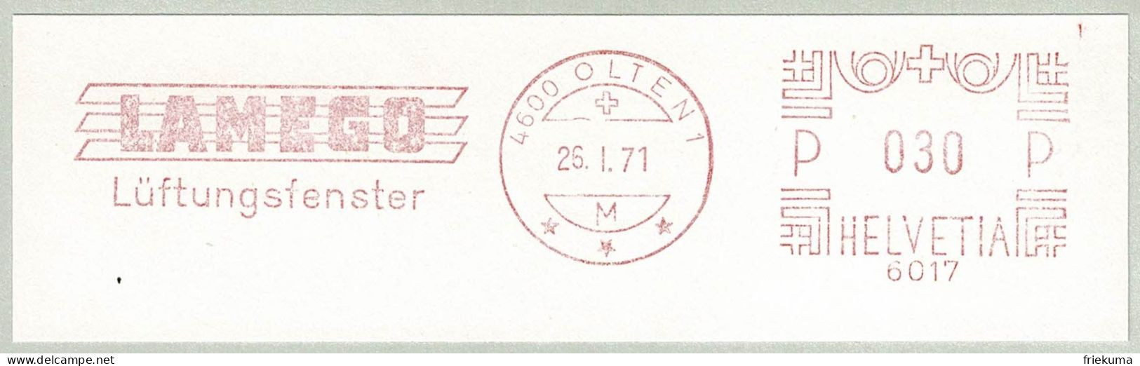 Schweiz / Helvetia 1971, Freistempel / EMA / Meterstamp Lamego Olten, Lüftungsfenster - Usines & Industries