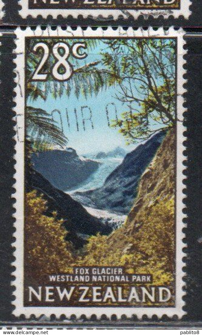 NEW ZEALAND NUOVA ZELANDA 1967 1970 1968 FOX GLACIER WESTLAND NATIONAL PARK 28c USED USATO OBLITERE' - Gebraucht