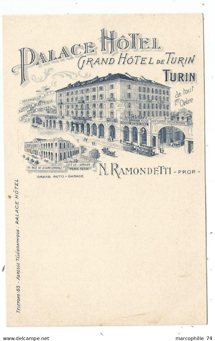 TORINO TURIN CARTE PUB PALACE HOTEL N. RAMONDETTI - Wirtschaften, Hotels & Restaurants