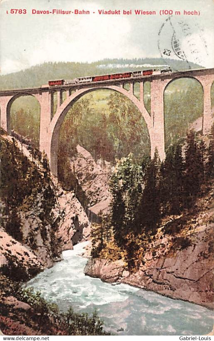 Davos-Fillsur Bahn Viadukt Bei Wiesen 100 M Hoch 1917 - Wiesen