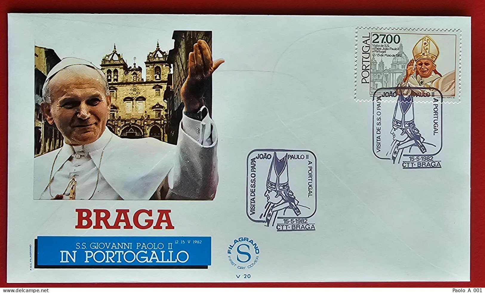 PORTUGAL 1982 BRAGA FATIMA VISIT POPE JOHN PAUL ONE YEAR AFTER ASSASSINATION ATTEMPT ON THE POPE - FDC