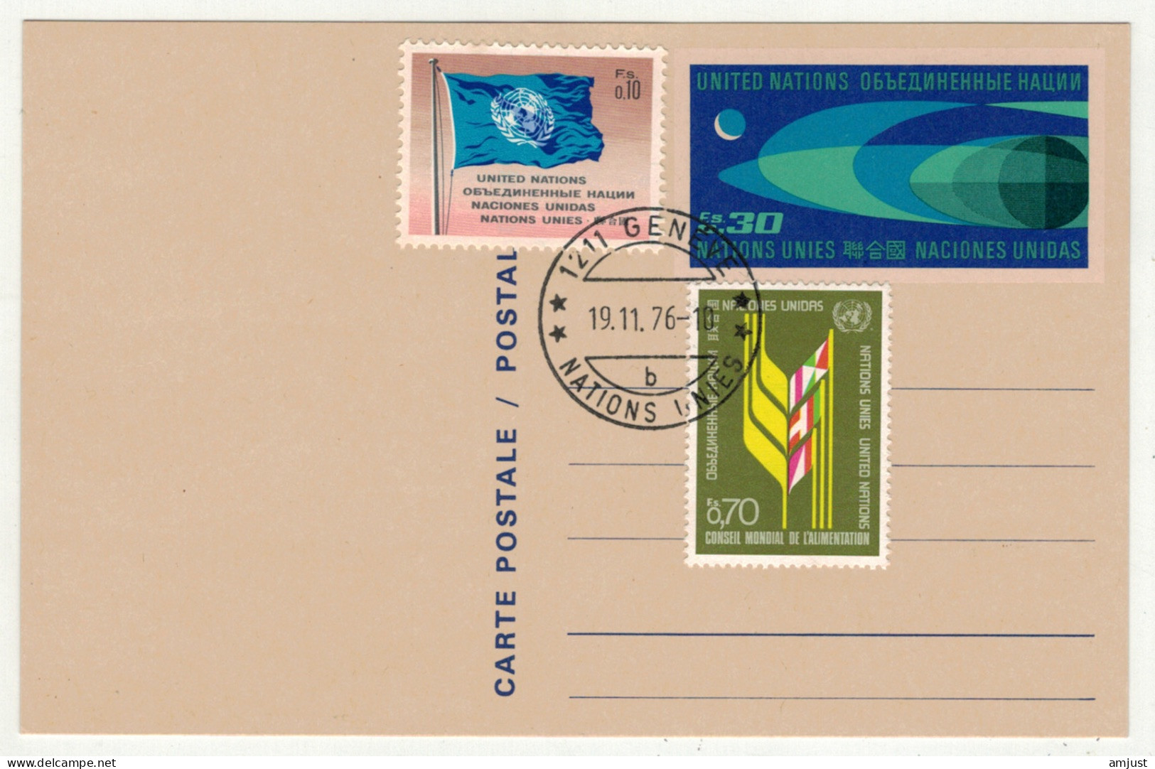 Amérique // Nations Unies // Office De Genève // Entier Postal Cachet Du 19.11.1976 - Briefe U. Dokumente