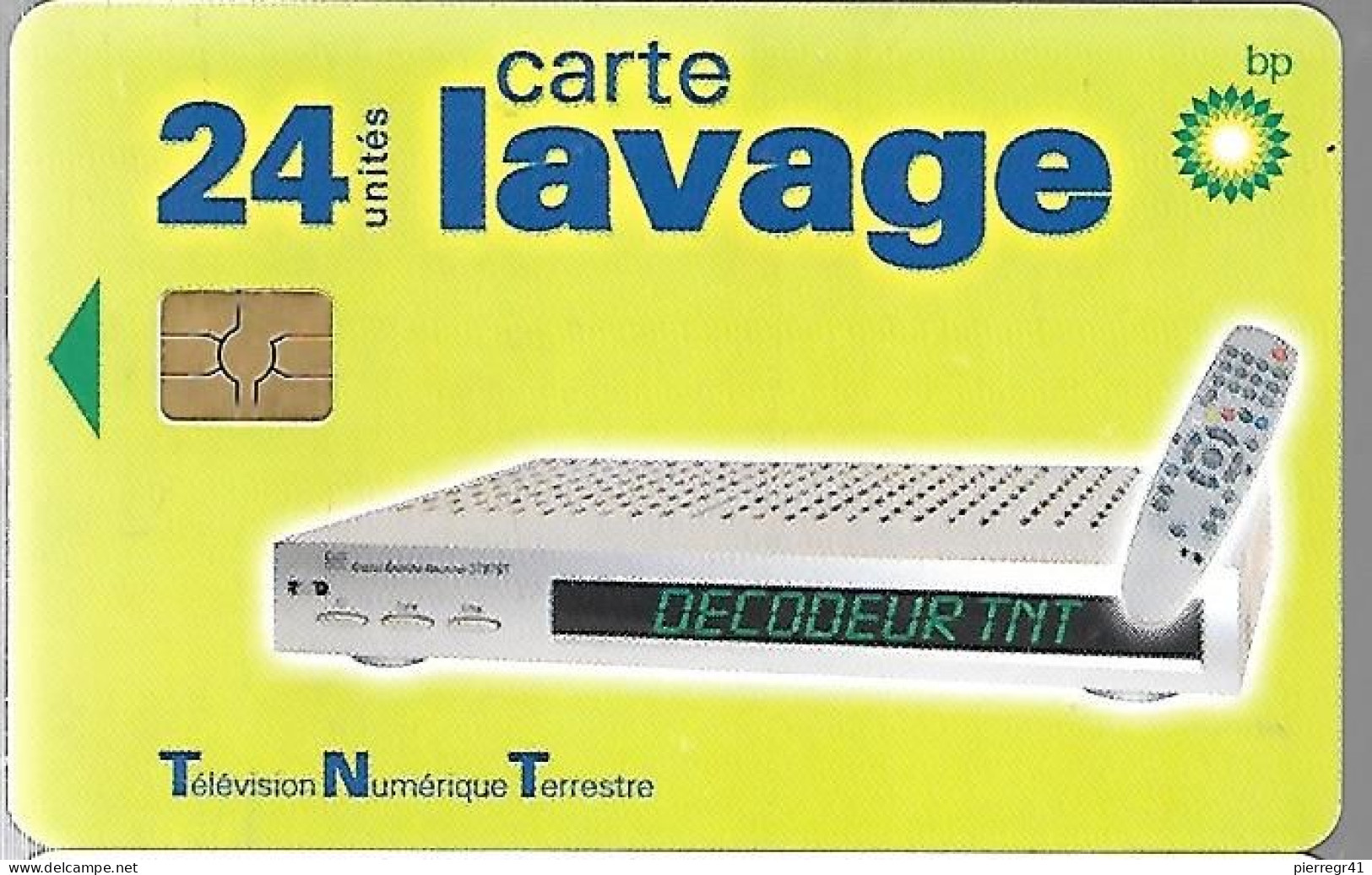 CARTE-PUCE-LAVAGE-BP-24-UNITES-DECODEUR TNT-V° N°140004-TBE - Car Wash Cards