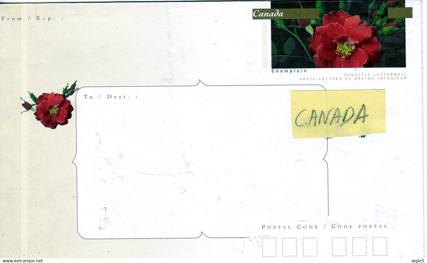 2006. Canada .Letttre, Entier Postal  Rose Rouge "Champlain" - 1953-.... Reign Of Elizabeth II