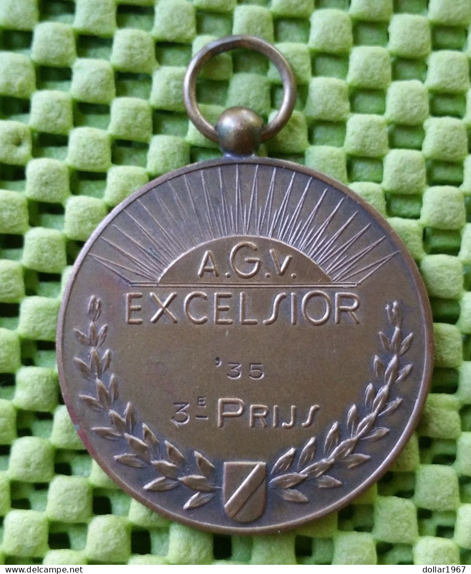 Medaille - A.G.V Excelsior Gymnastiekvereeniging Utrecht 1935 -  Originalscan !! - Gymnastique