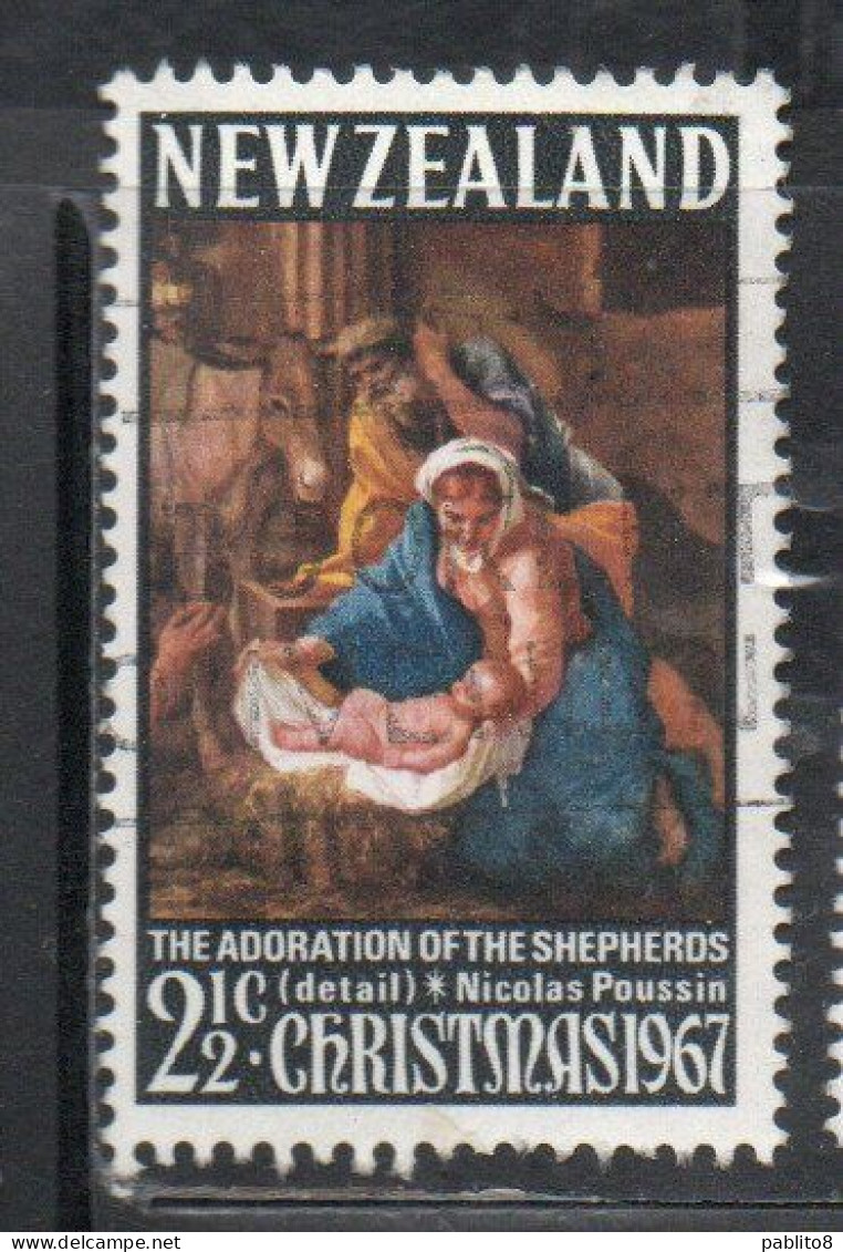 NEW ZEALAND NUOVA ZELANDA1967THE ADORATION OF SHEPHERDS BY POUSSIN CHRISTMAS NATALE NOEL WEIHNACHTEN NAVIDAD 2 1/2p USED - Used Stamps