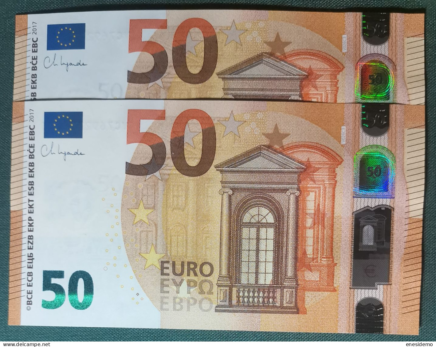 50 EURO SPAIN 2017 LAGARDE V026C3 VC CORRELATIVE COUPLE SC FDS UNCIRCULATED PERFECT - 50 Euro