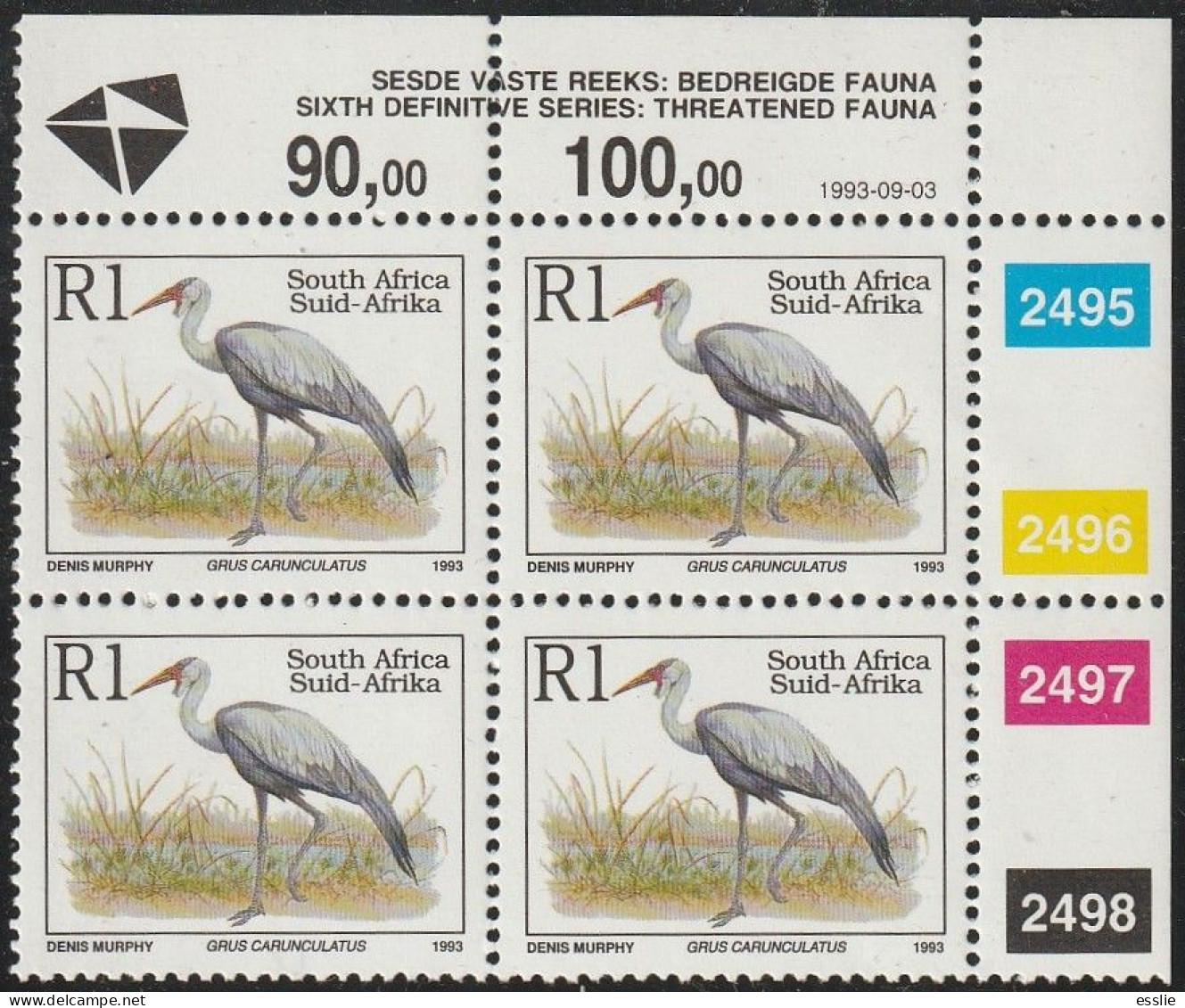 South Africa RSA - 1993 - Sixth 6th Definitive Endangered Fauna - R1 Wattled Crane - Ungebraucht