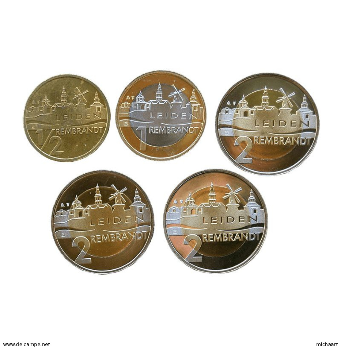 Netherlands Rembrandt 5 Coins Lot 2006 1/2 1 2 Leiden City Euro 04294 - Handelswährungen
