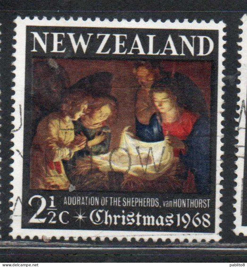 NEW ZEALAND NUOVA ZELANDA 1968 ADORATION OF THE HOLY CHILD CHRISTMAS NATALE NOEL WEIHNACHTEN NAVIDAD 2 1/2p USED - Oblitérés