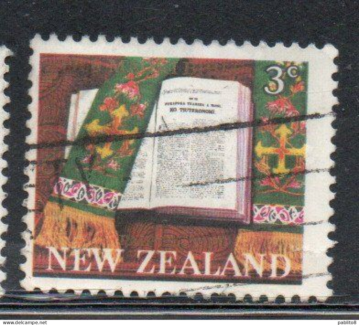 NEW ZEALAND NUOVA ZELANDA 1968 PUBLICATION OF THE BIBLE IN MAORI 3c USED USATO OBLITERE' - Oblitérés