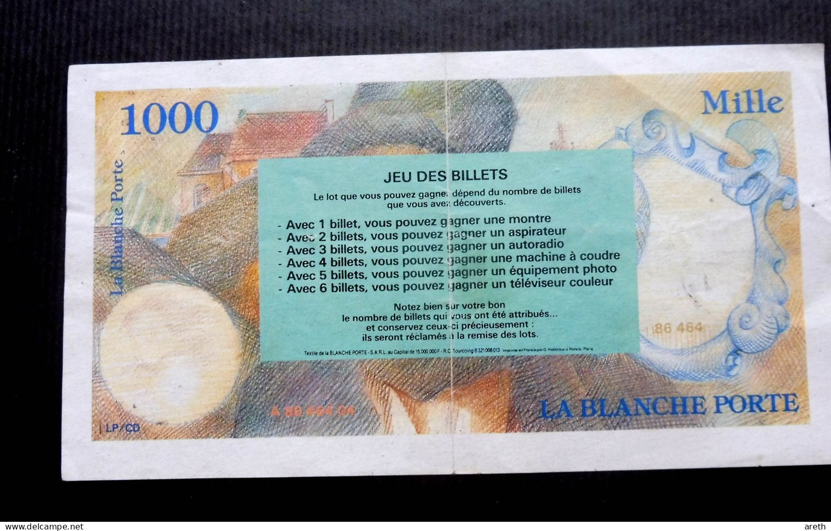 Billet Fictif  1000 ~ Jeu La Blanche Porte - Specimen