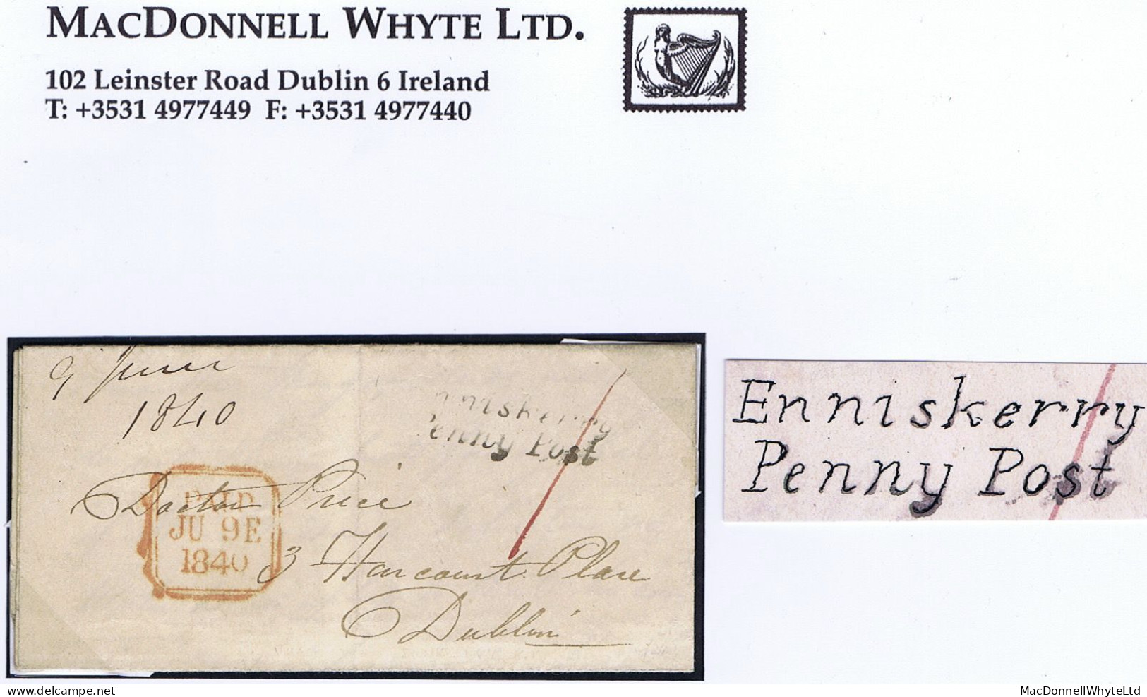 Ireland Wicklow Dublin And Provincial Penny Post 1836 Boxed ENNISKERRY TWOPENNY POST And 1840 Enniskerry/Penny Post - Vorphilatelie