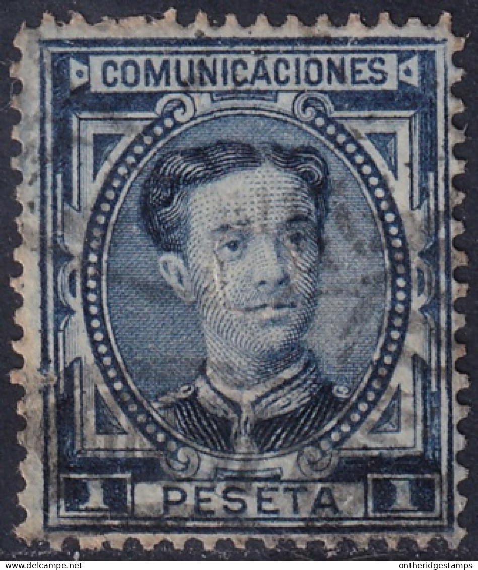 Spain 1876 Sc 223 España Ed 175T Telegraph Punch (taladrado) Cancel Filled - Telegramas