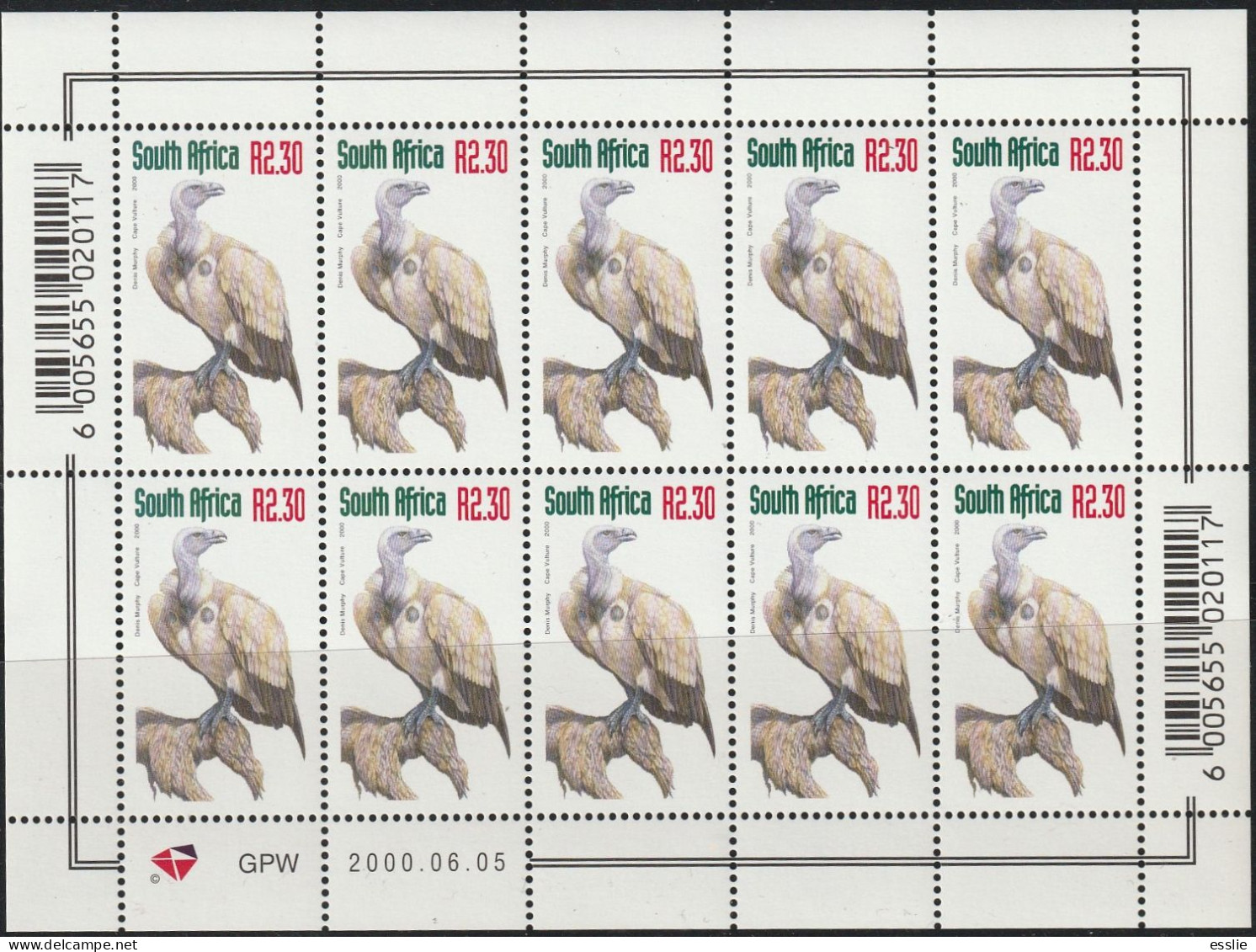 South Africa RSA - 1998 (1997) - Sixth 6th Definitive Redrawn Endangered Fauna - Vulture - Ungebraucht