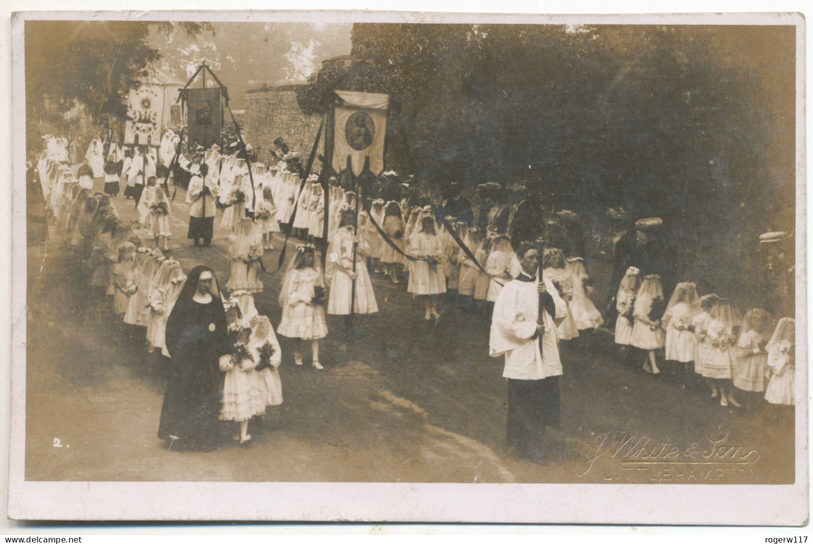 Catholic Procession Arundel 1907, Girls, J. White, Littlehampton, Photog. [2] - Arundel