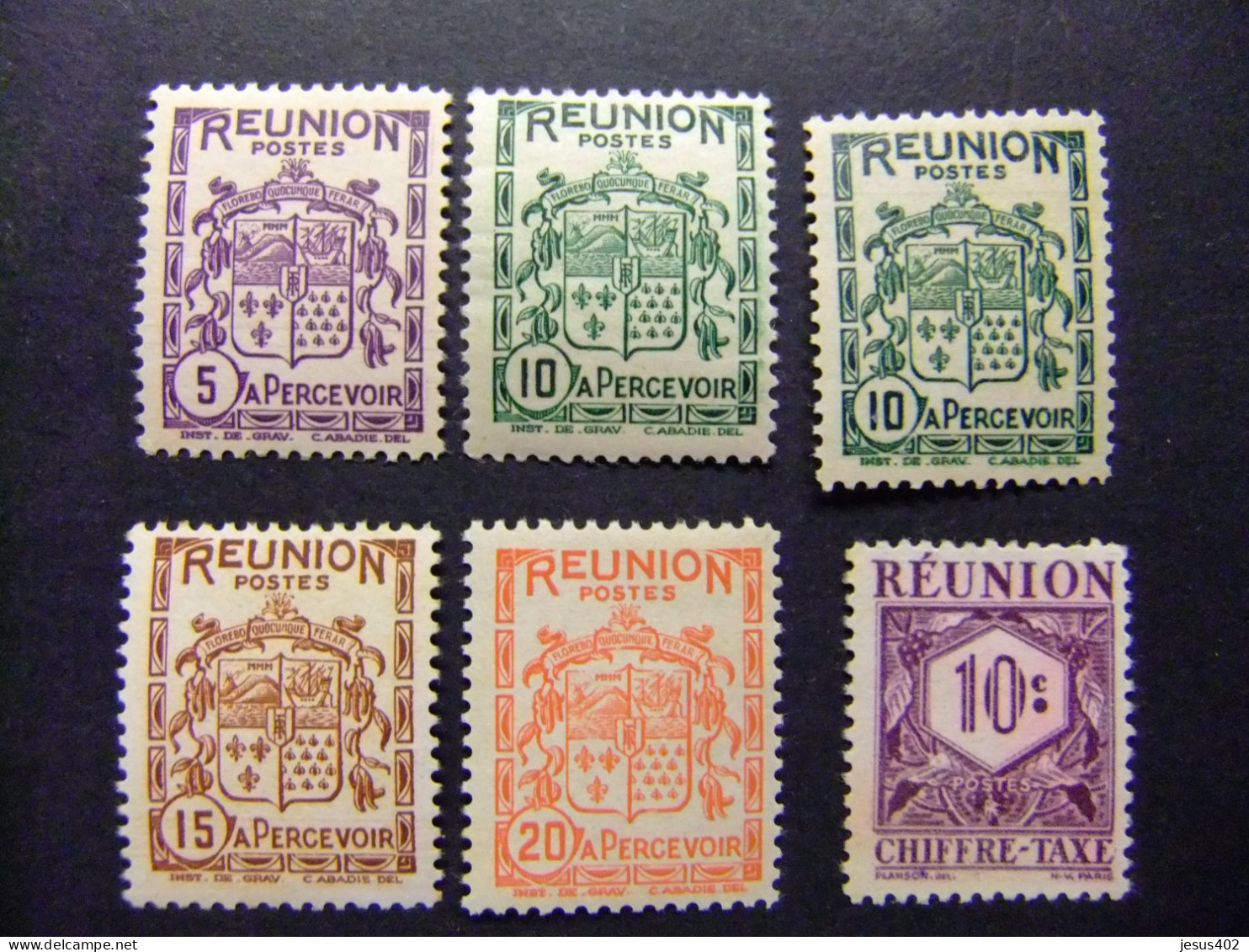 55 REUNION 1933 / SELLO TAX  ESCUDOS DE ARMAS / YVERT TAX 16 /19 MNH + 26 (*) - Postage Due