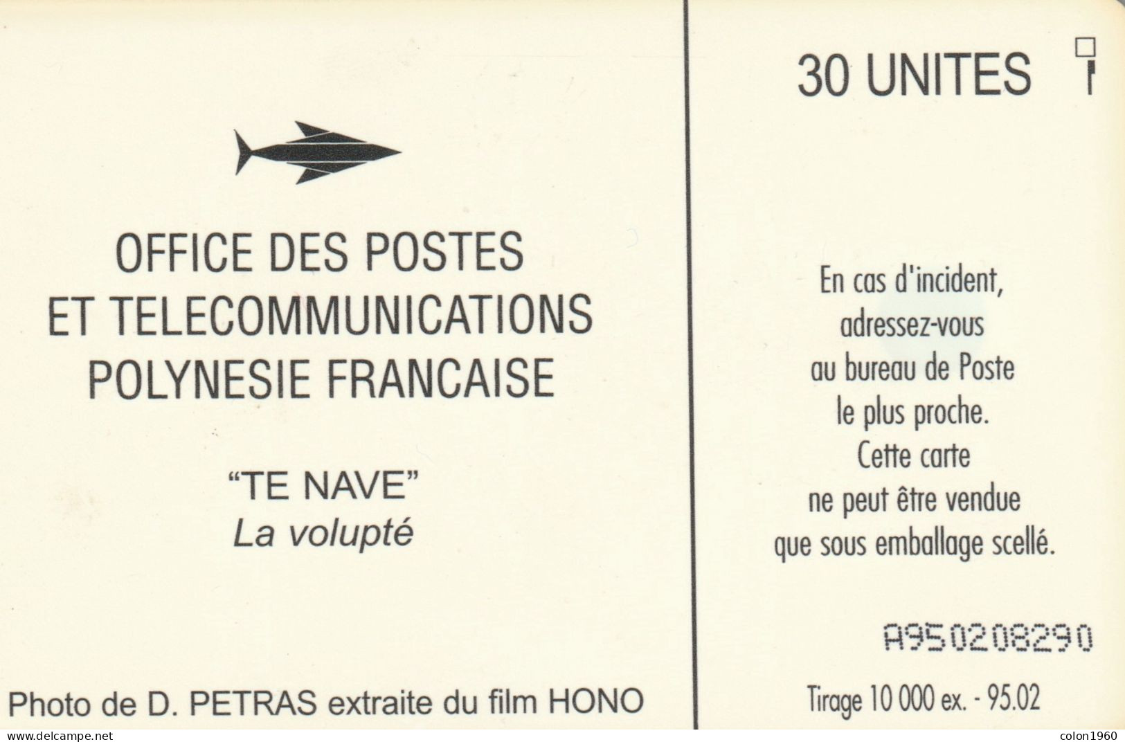 POLINESIA FRANCESA. FP032. Te Nave - La Volupté. 1995-02. 10000 Ex. (020) - Polynésie Française