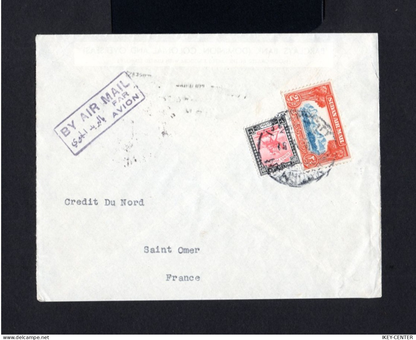 S1421-SUDAN-AIRMAIL COVER ONDURMAN To SAINT OMER (france).1951.Enveloppe AERIEN SOUDAN - South Sudan