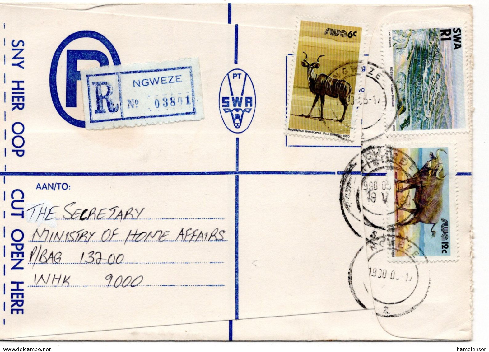 69270 - Südwestafrika - 1990 - R1 Uranbergbau MiF A R-Bf NGWEZE -> WINDHOEK - Afrique Du Sud-Ouest (1923-1990)