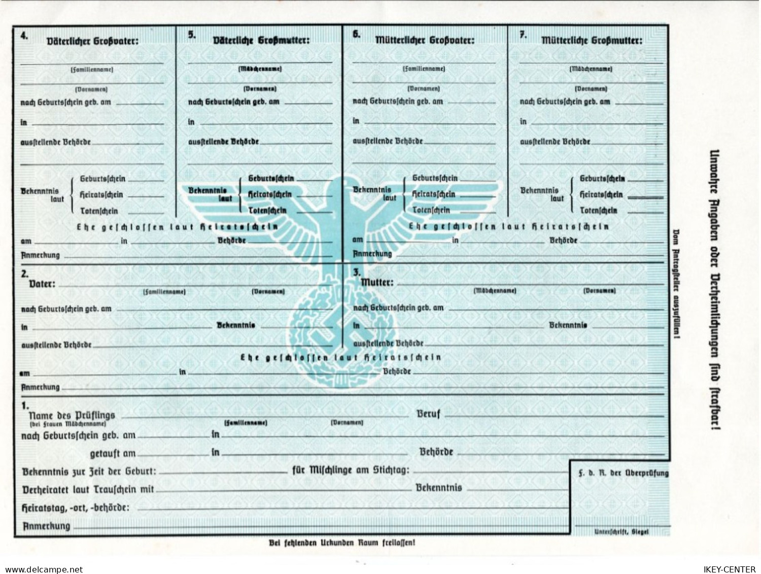 GERMAN EMPIRE-Third Reich.MILITARY NAZI DOCUMENT PROPAGANDA German Birth Certificate.WIEN.WWII.NSDAP.DEUTSCHES REICH - 1939-45