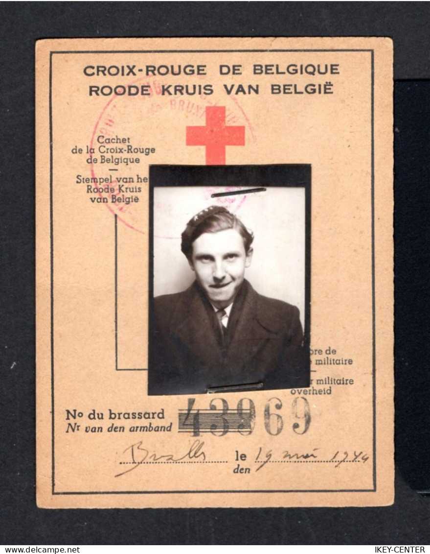 S4556-BELGIUM-MILITARY Identity Card BELGIAN RED CROSS.1944.WWII.Carte D'identité MILITAIRE CROIX-ROUGE BELGE.WOUNDED - 1939-45