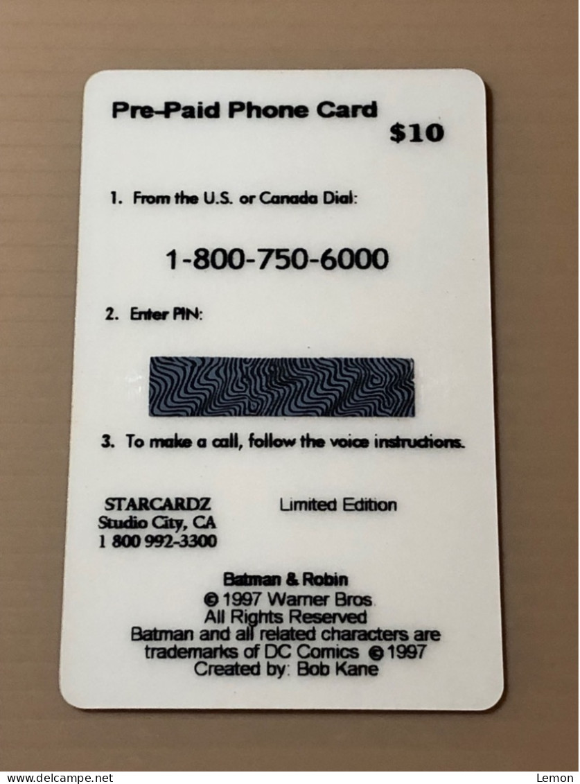 Mint USA UNITED STATES America Prepaid Telecard Phonecard, STARCARDZ, MR. FREEZE Sample Card, Set Of 1 Mint Card - Colecciones