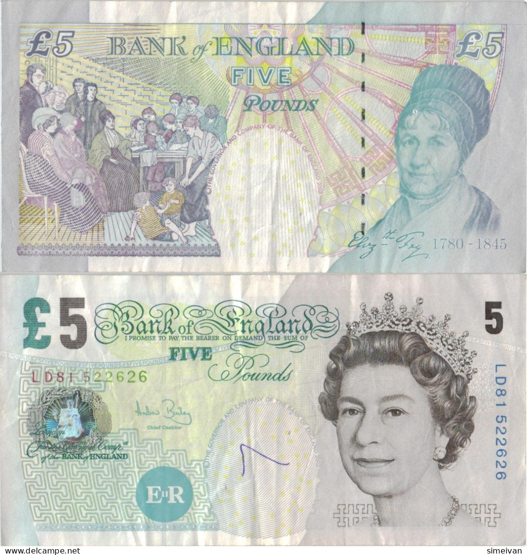 Great Britain 5 Pounds 2002 (2004) P 391c Sign A. Bailey  Queen Elizabeth Ll #4835 - 5 Pounds
