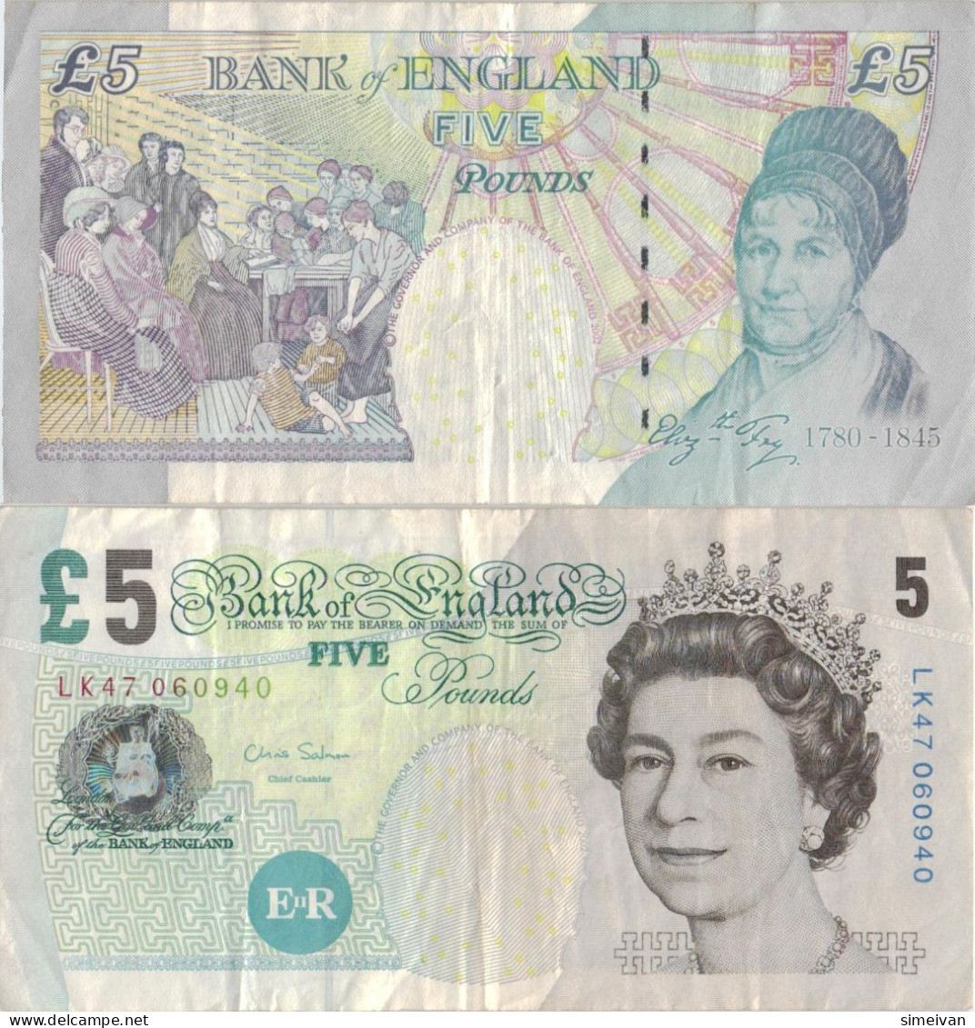 Great Britain 5 Pounds 2002 (2004) P 391c Sign A. Bailey  Queen Elizabeth Ll #4836 - 5 Pond