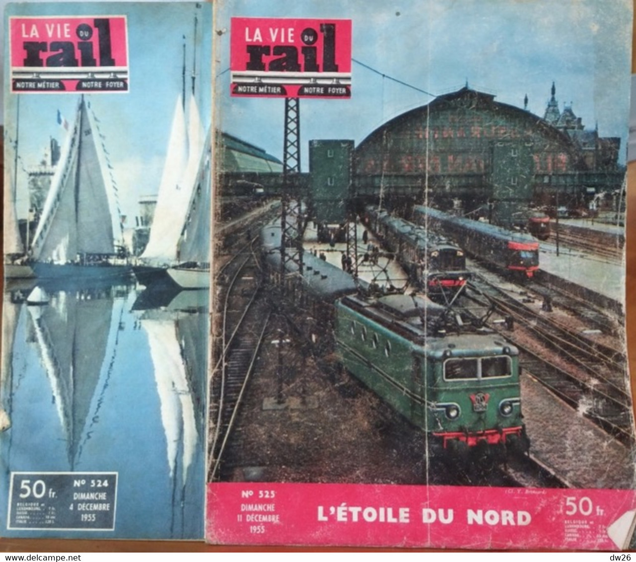 Lot De 2 Revues La Vie Du Rail 1955 (n° 524 Et 525) L'Etoile Du Nord Et La Rochelle Pallice - Treinen