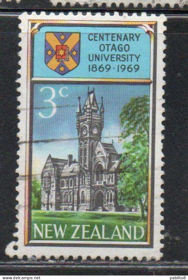 NEW ZEALAND NUOVA ZELANDA 1969 CENTENARY OF THE UNIVERSITY OF OTAGO 3c USED USATO OBLITERE' - Oblitérés