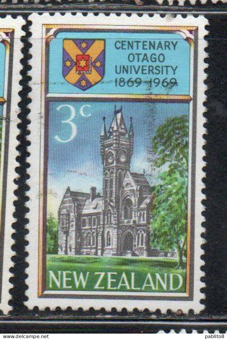 NEW ZEALAND NUOVA ZELANDA 1969 CENTENARY OF THE UNIVERSITY OF OTAGO 3c USED USATO OBLITERE' - Used Stamps