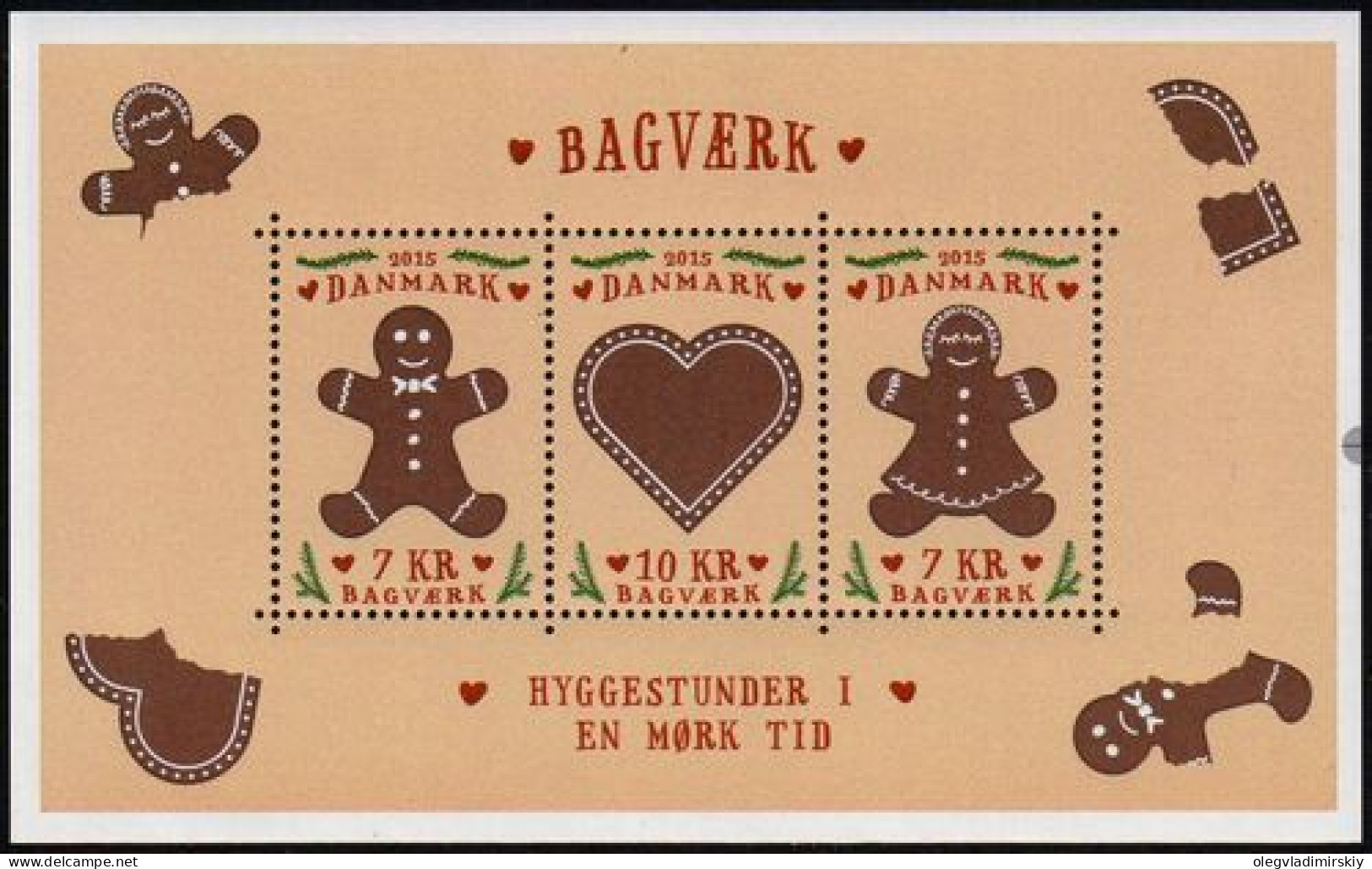 Denmark Danemark Danmark 2015 Christmas Cookies Set Of 3 Stamps In Block Mint - Hojas Bloque
