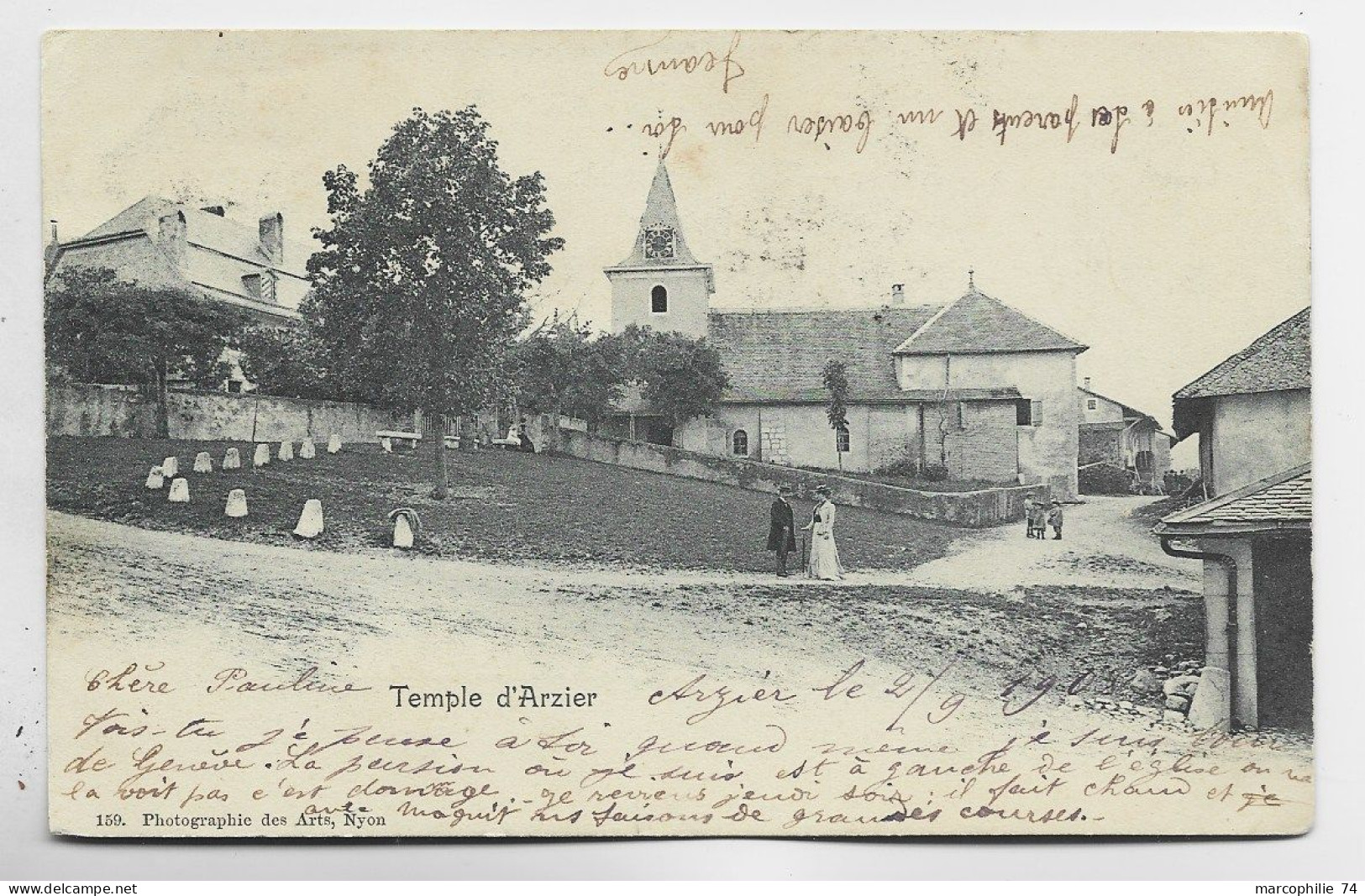 SUISSE VAUD CARTE TEMPLE D'ARZIER 1903 - Arzier-Le Muids