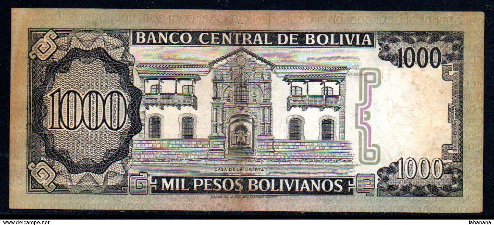 329-Bolivie 1000 Pesos Bolivianos 1982 E482 - Bolivie
