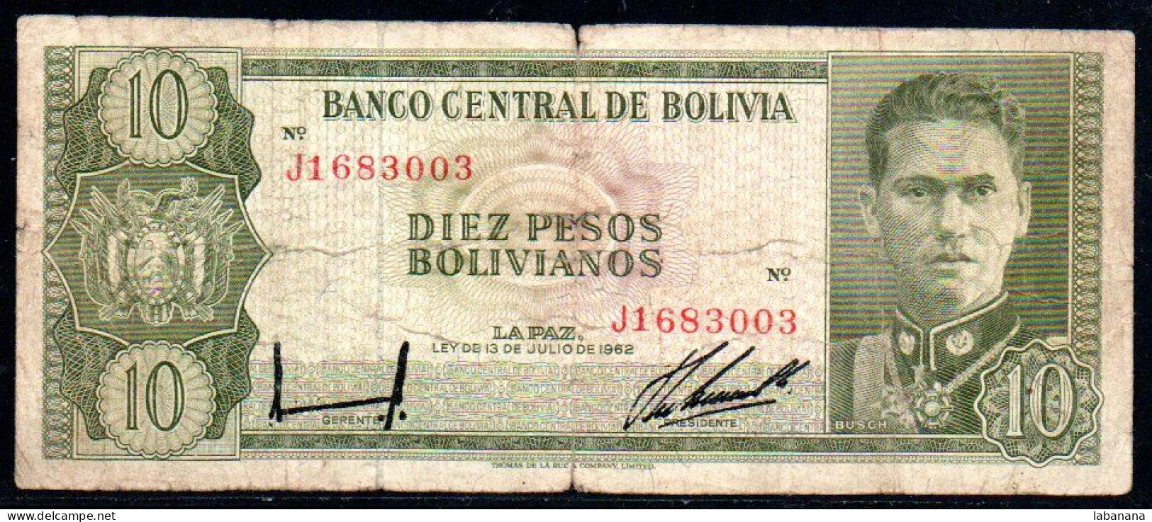 329-Bolivie 10 Pesos Bolivianos 1962 J168 - Bolivia