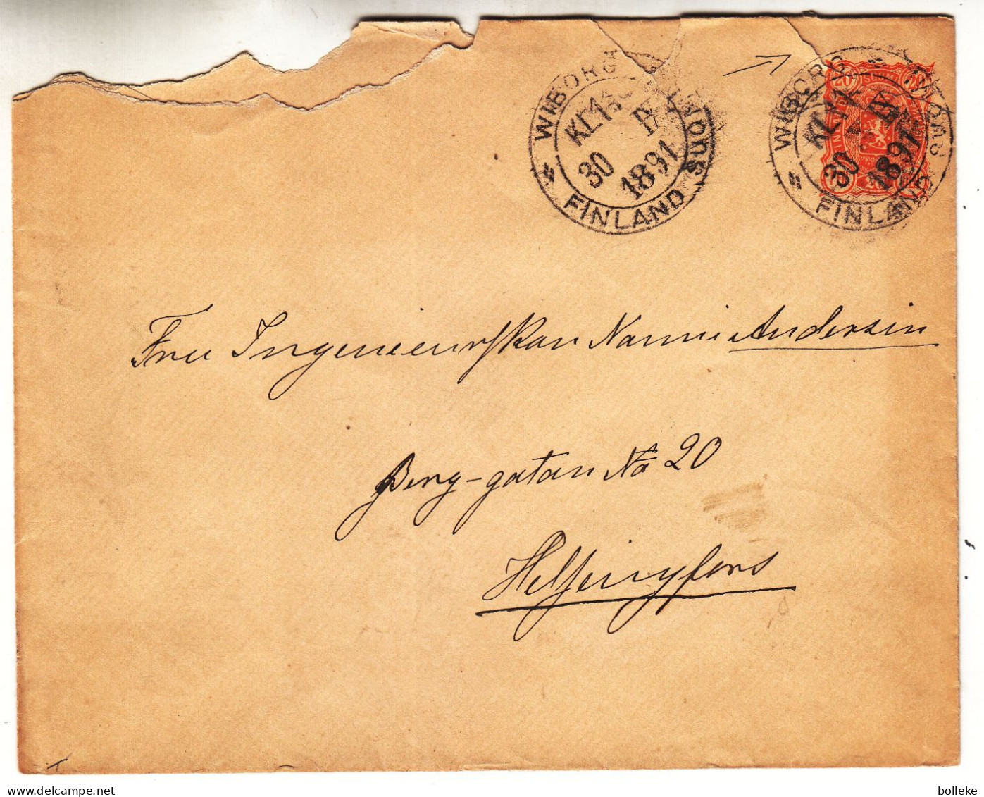 Finlande - Lettre De 1891 - Entier Postal - Oblit Wiborg - Exp Vers Helsingfors - - Covers & Documents