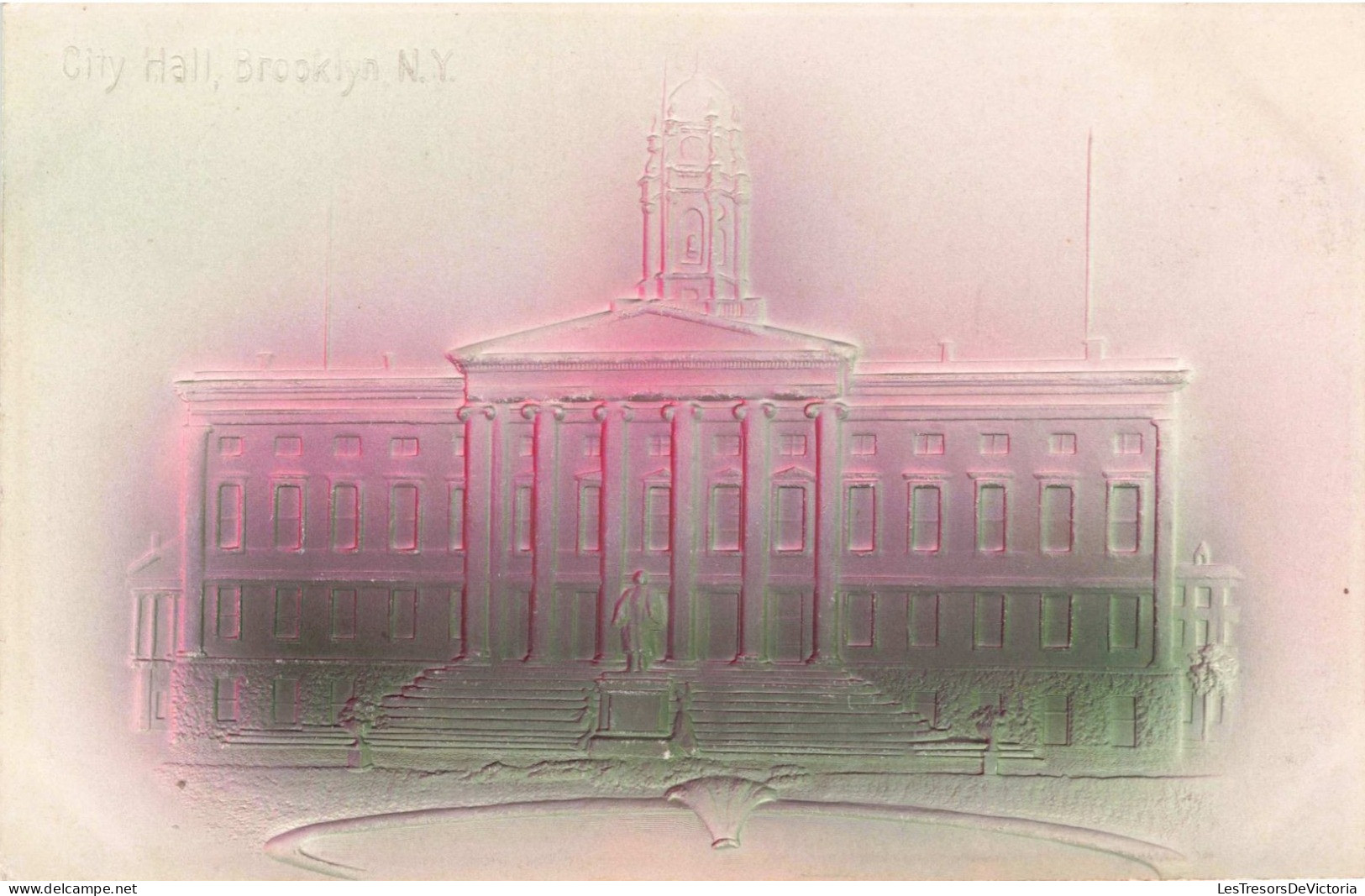 Etats Unis - New York - City Hall - Brooklyn - Relief Colorisé  - Carte Postale Ancienne - Otros Monumentos Y Edificios