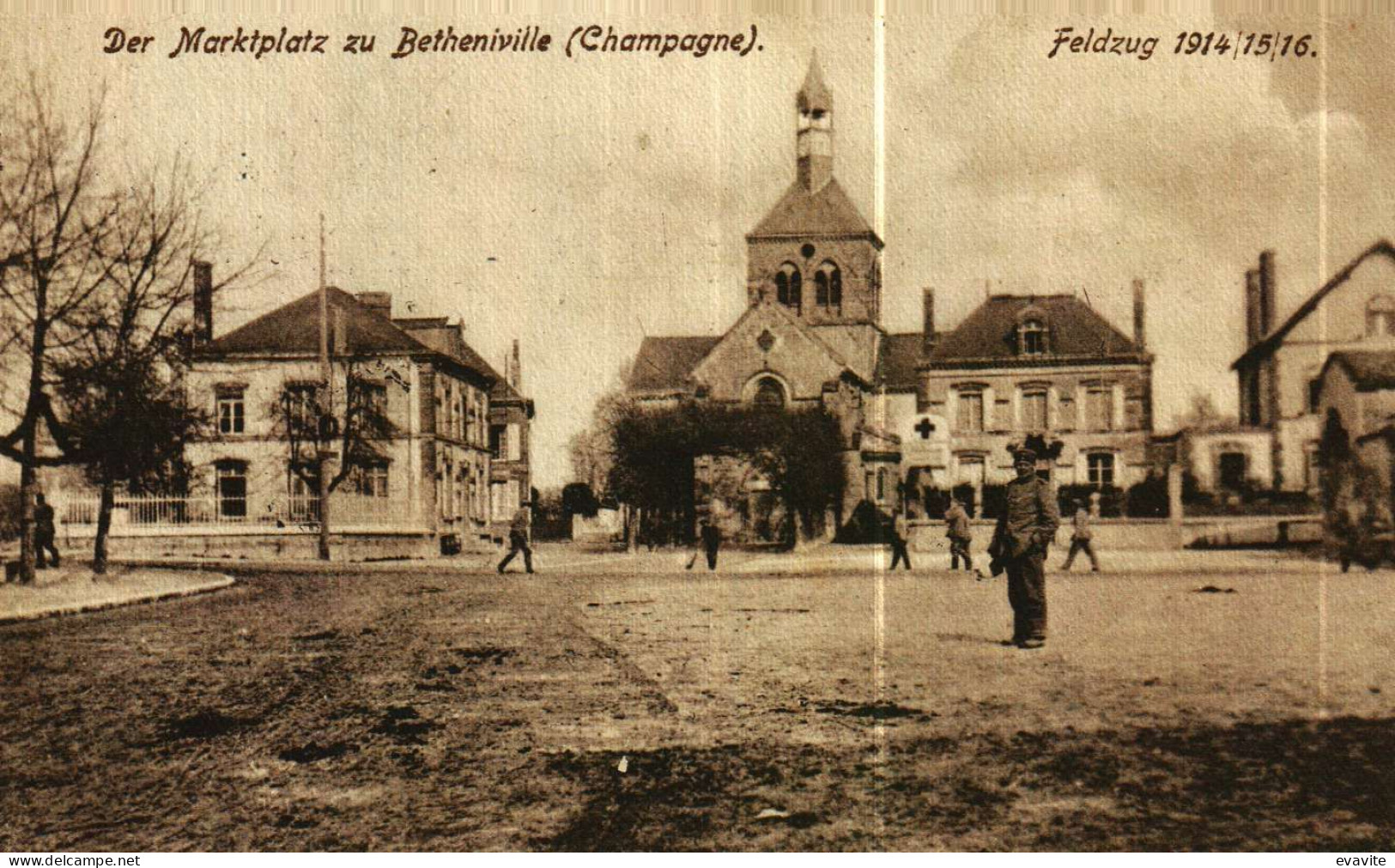 CPA Marne (51)      BETHENIVILLE  (carte Allemande)  La Place - Bétheniville
