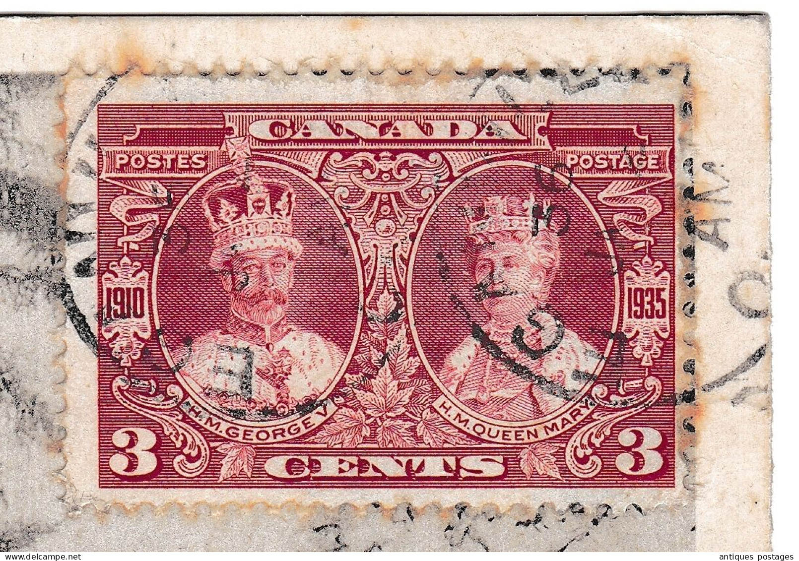 Eganville 1936 Lake Clear Canada Ontario Ostende Belgique Stamp King George V & Queen Mary 3 Cents Donald J. Woodside - Brieven En Documenten